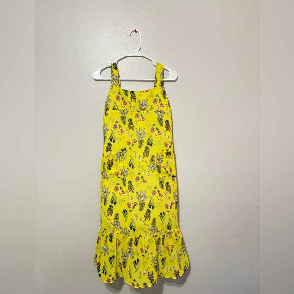 Botanical Bliss: Vibrant Yellow Mama Sundress with Hidden Zipper